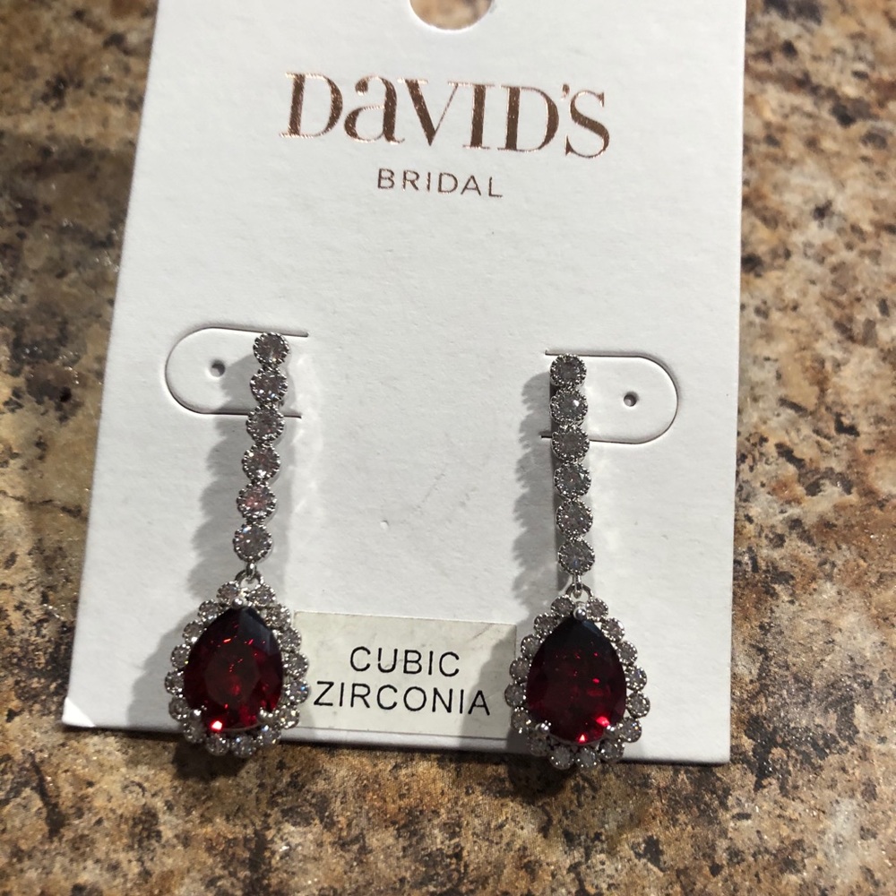 CZ and Garnet (burgundy) earrings